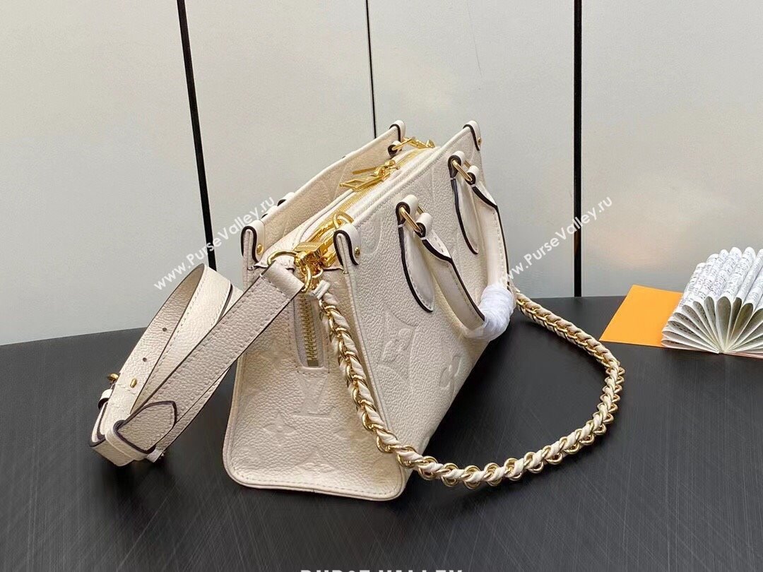Louis Vuitton Embossed grained cowhide leather OnTheGo East West Bag M23698 Cream 2023 (weijian-23101805)