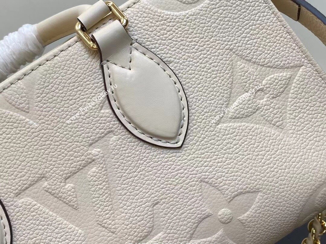 Louis Vuitton Embossed grained cowhide leather OnTheGo East West Bag M23698 Cream 2023 (weijian-23101805)