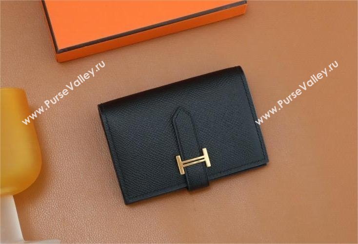 Hermes bearn mini wallet in epsom leather noir with gold hardware handmade(original quality) (ayan-240105-15)