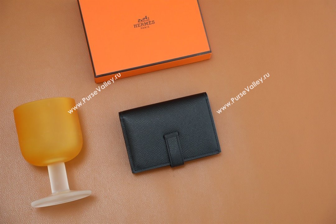 Hermes bearn mini wallet in epsom leather noir with gold hardware handmade(original quality) (ayan-240105-15)