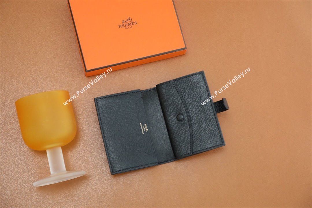 Hermes bearn mini wallet in epsom leather noir with gold hardware handmade(original quality) (ayan-240105-15)