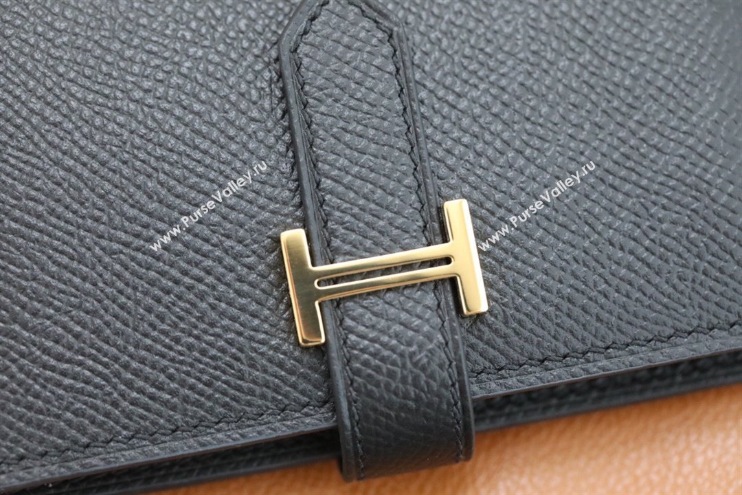 Hermes bearn mini wallet in epsom leather noir with gold hardware handmade(original quality) (ayan-240105-15)