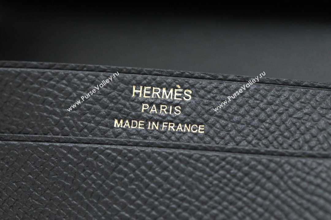 Hermes bearn mini wallet in epsom leather noir with gold hardware handmade(original quality) (ayan-240105-15)