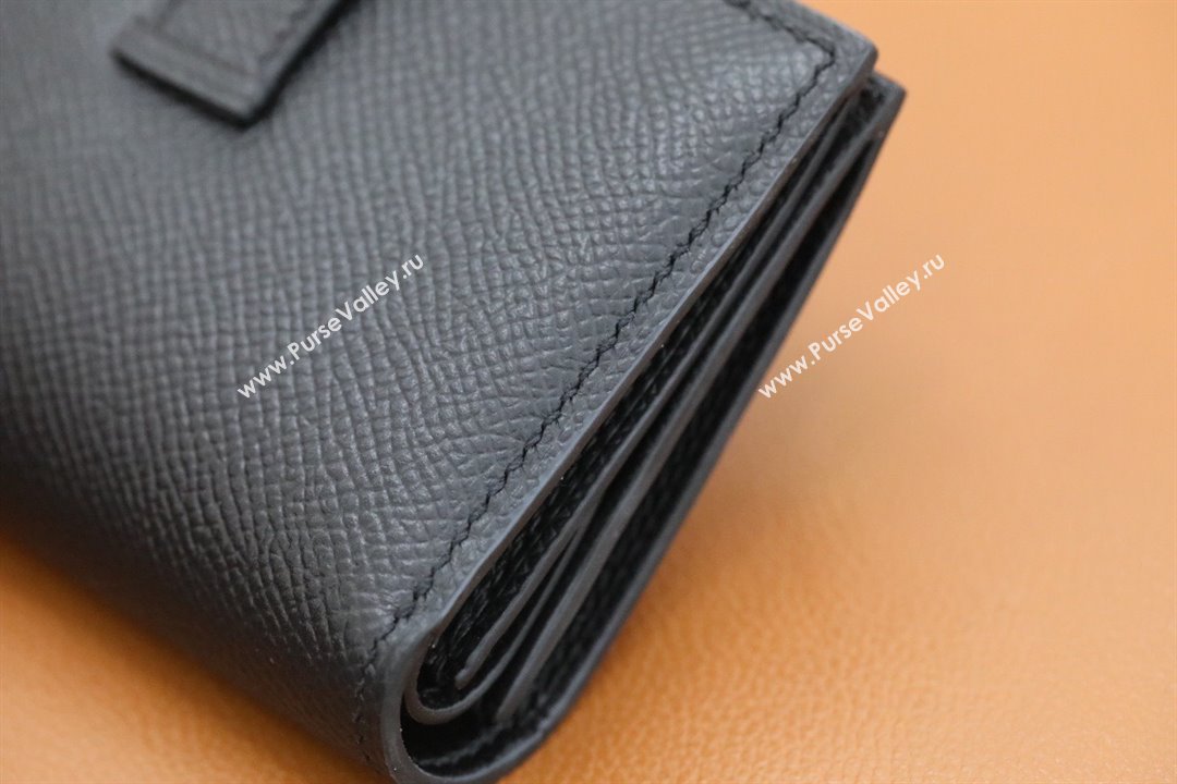 Hermes bearn mini wallet in epsom leather noir with gold hardware handmade(original quality) (ayan-240105-15)