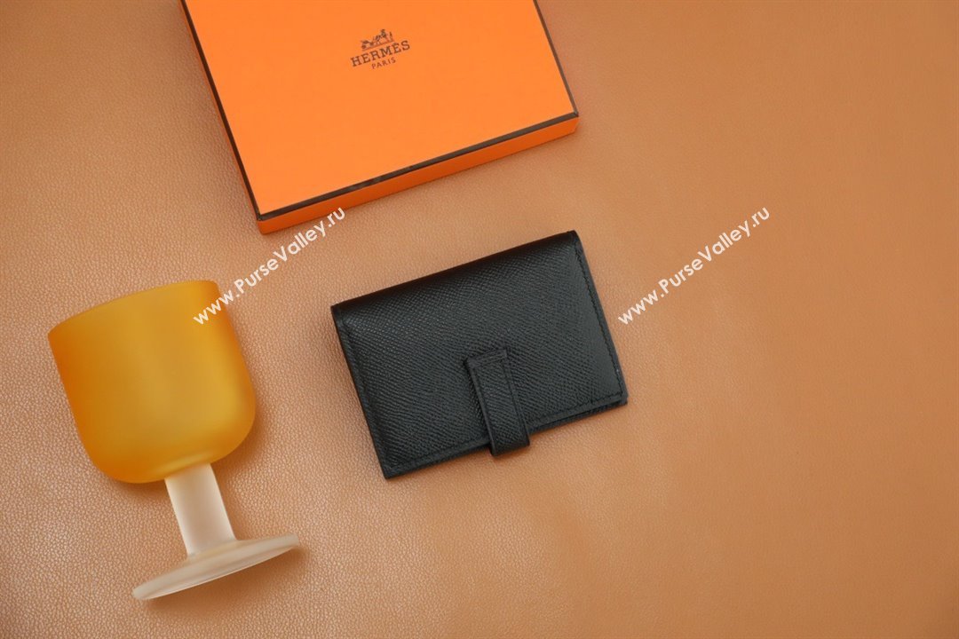Hermes bearn mini wallet in epsom leather noir with black hardware handmade(original quality) (ayan-240105-16)