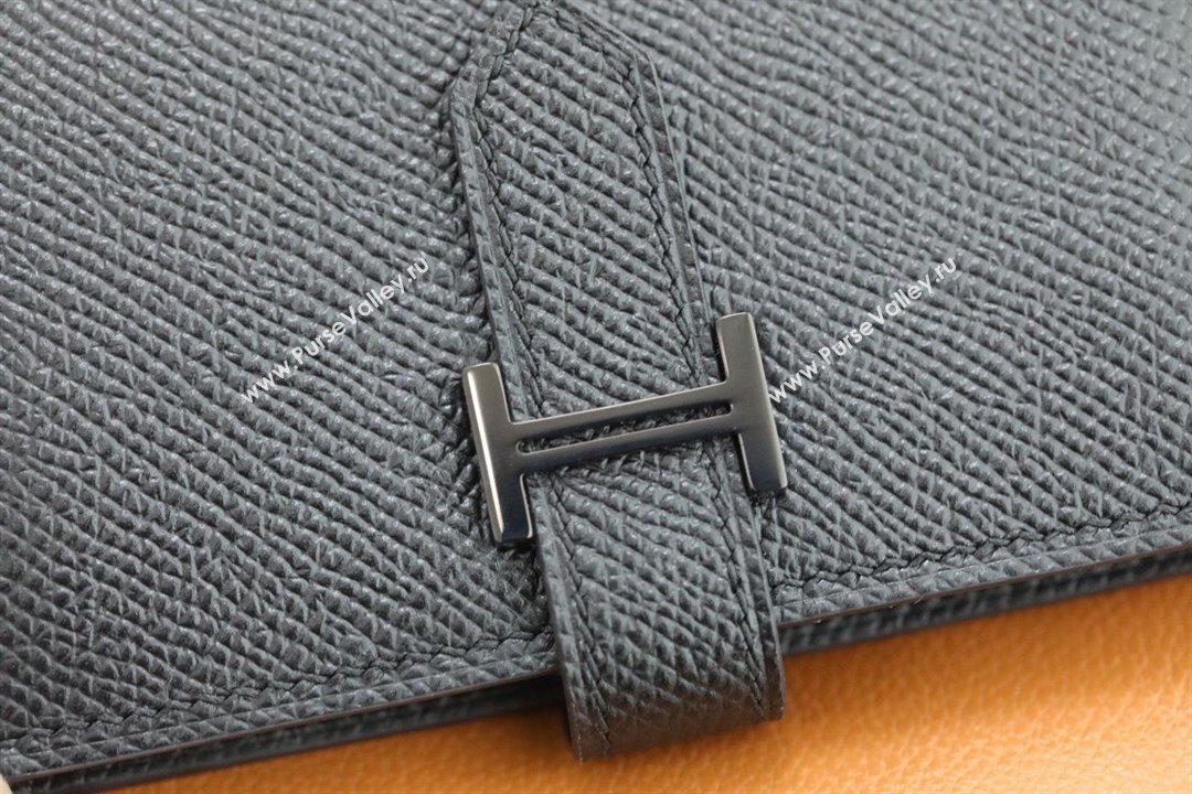 Hermes bearn mini wallet in epsom leather noir with black hardware handmade(original quality) (ayan-240105-16)
