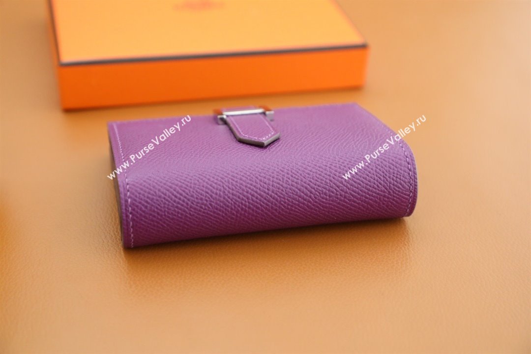 Hermes bearn mini wallet in epsom leather anemone with gold hardware handmade(original quality) (ayan-240105-19)