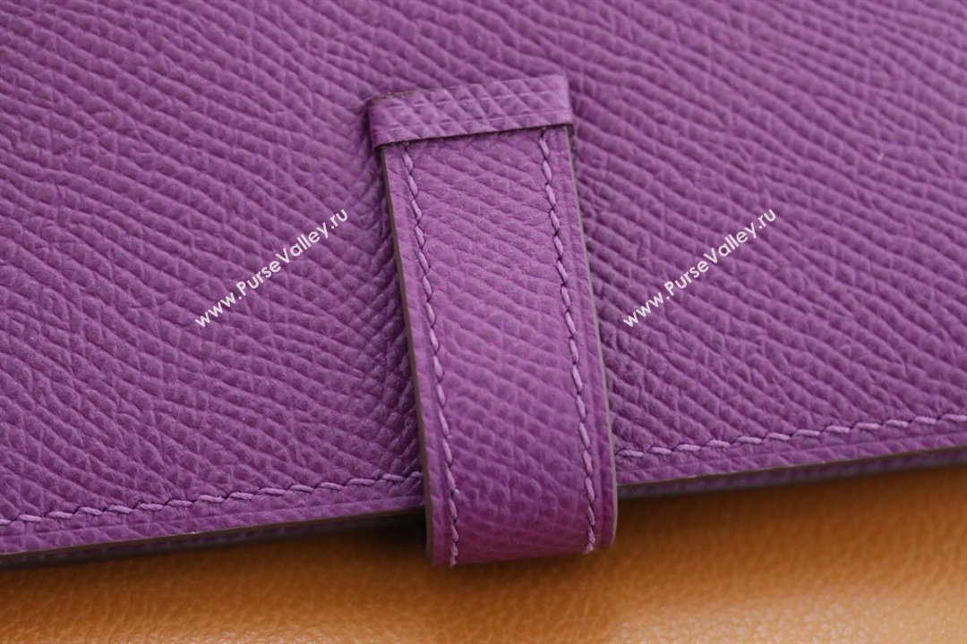 Hermes bearn mini wallet in epsom leather anemone with gold hardware handmade(original quality) (ayan-240105-19)