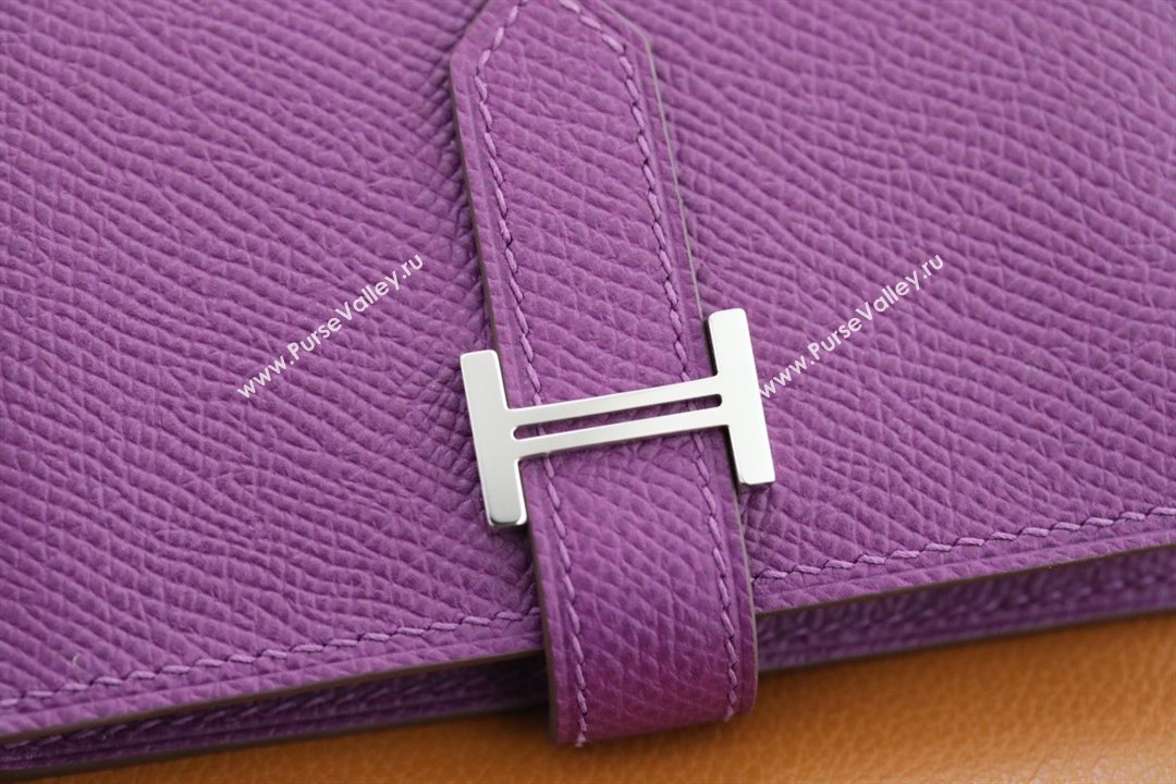 Hermes bearn mini wallet in epsom leather anemone with gold hardware handmade(original quality) (ayan-240105-19)