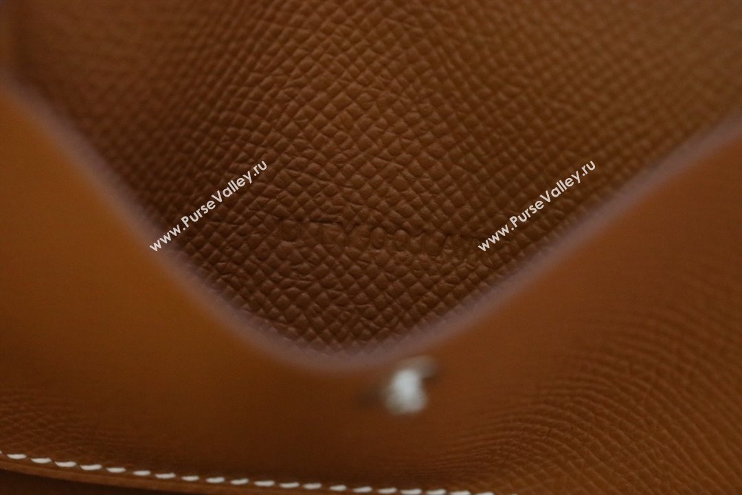 Hermes bearn mini wallet in epsom leather golden brown with silver hardware handmade(original quality) (ayan-240105-21)
