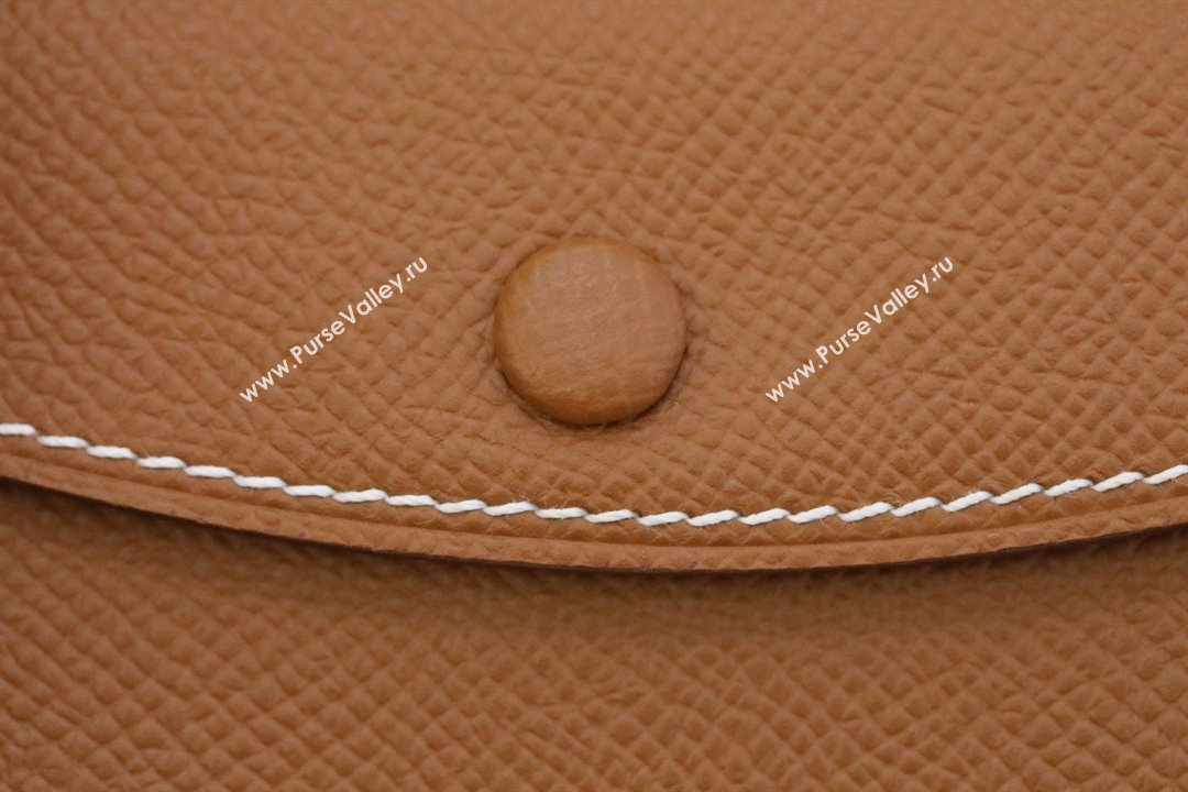Hermes bearn mini wallet in epsom leather golden brown with silver hardware handmade(original quality) (ayan-240105-21)