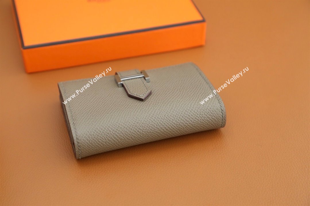 Hermes bearn mini wallet in epsom leather etoupe with silver hardware handmade(original quality) (ayan-240105-22)