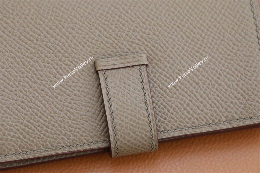 Hermes bearn mini wallet in epsom leather etoupe with silver hardware handmade(original quality) (ayan-240105-22)