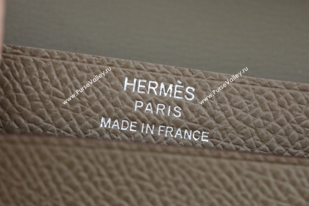 Hermes bearn mini wallet in epsom leather etoupe with silver hardware handmade(original quality) (ayan-240105-22)