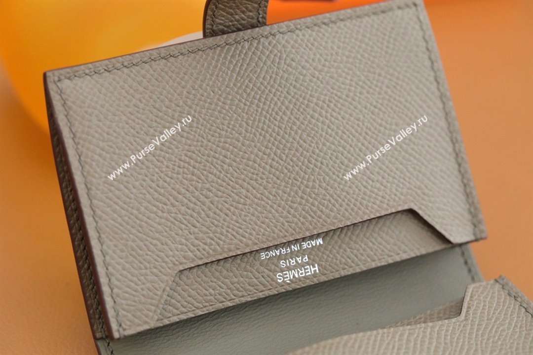 Hermes bearn mini wallet in epsom leather etoupe with silver hardware handmade(original quality) (ayan-240105-22)