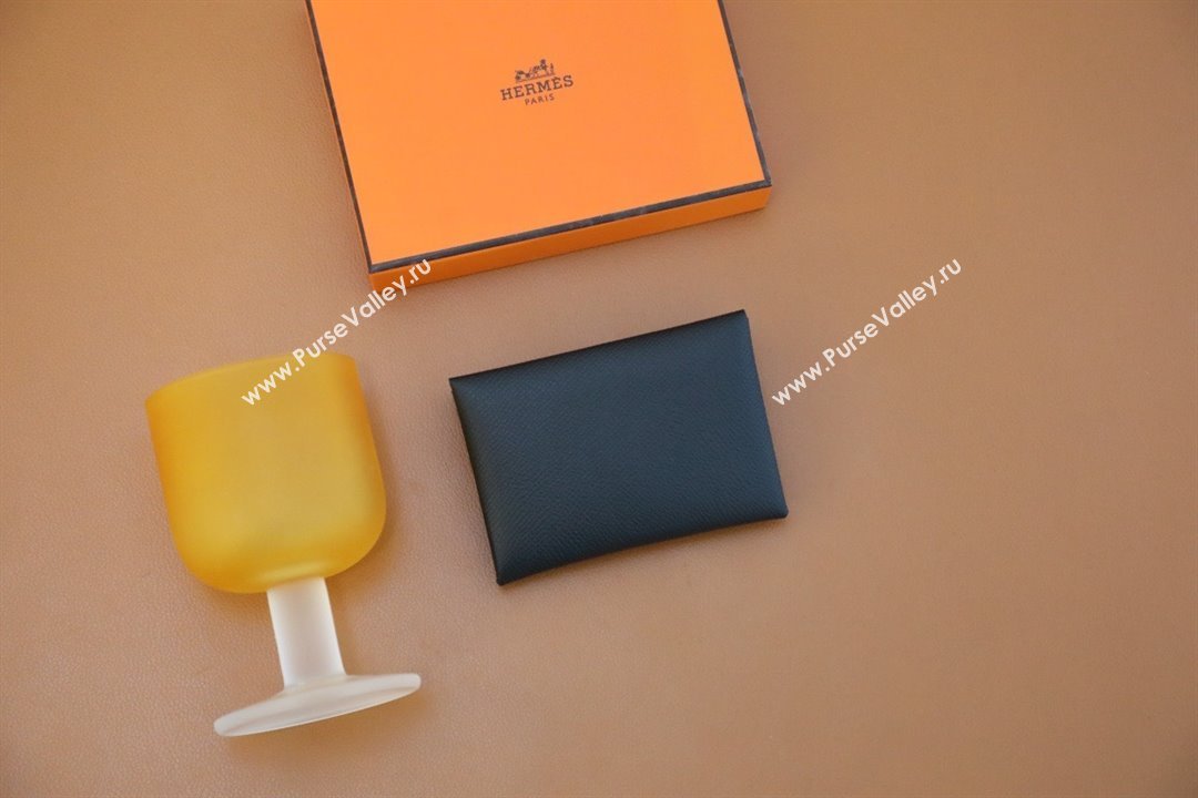 Hermes Calvi Duo Compact card holder in epsom leather noir handmade(original quality) (ayan-240105-01)