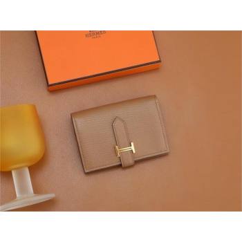 Hermes bearn mini wallet in mysore leather quebracho with gold hardware handmade(original quality) (ayan-240105-04)