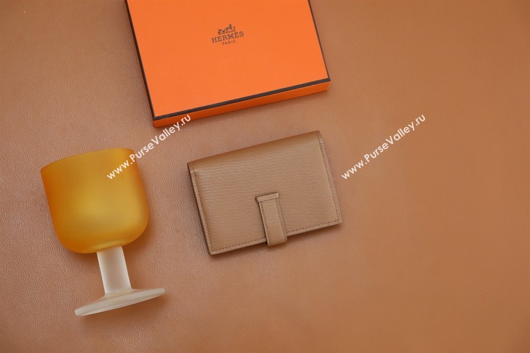 Hermes bearn mini wallet in mysore leather quebracho with gold hardware handmade(original quality) (ayan-240105-04)