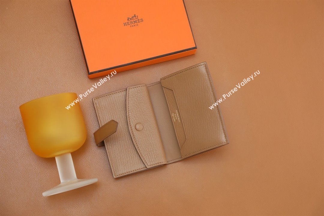 Hermes bearn mini wallet in mysore leather quebracho with gold hardware handmade(original quality) (ayan-240105-04)