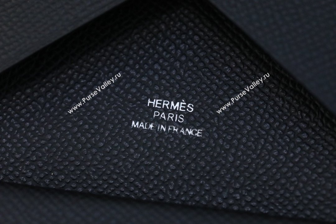 Hermes Calvi Duo Compact card holder in epsom leather noir handmade(original quality) (ayan-240105-01)