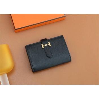 Hermes bearn mini wallet in mysore leather noir with gold hardware handmade(original quality) (ayan-240105-09)