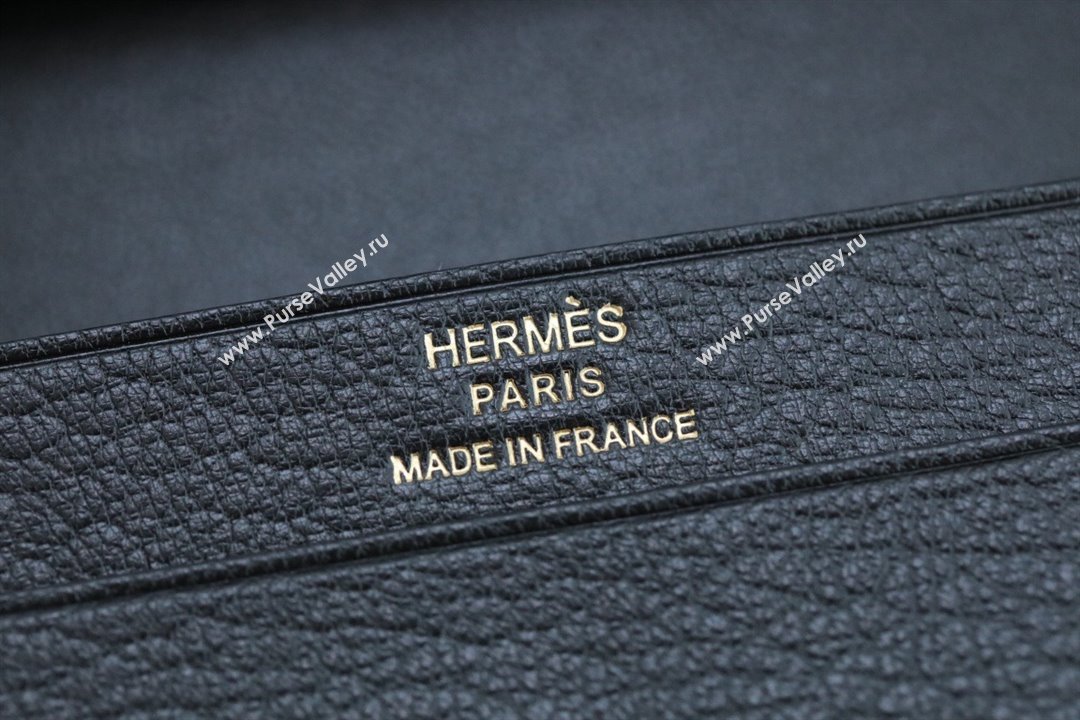 Hermes bearn mini wallet in mysore leather noir with gold hardware handmade(original quality) (ayan-240105-09)