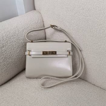 saint laurent manhattan mini crossbody bag in box leather white(original quality) (bige-240408-16)