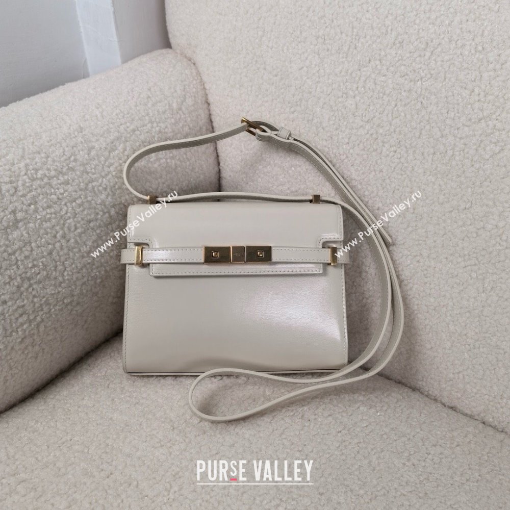 saint laurent manhattan mini crossbody bag in box leather white(original quality) (bige-240408-16)