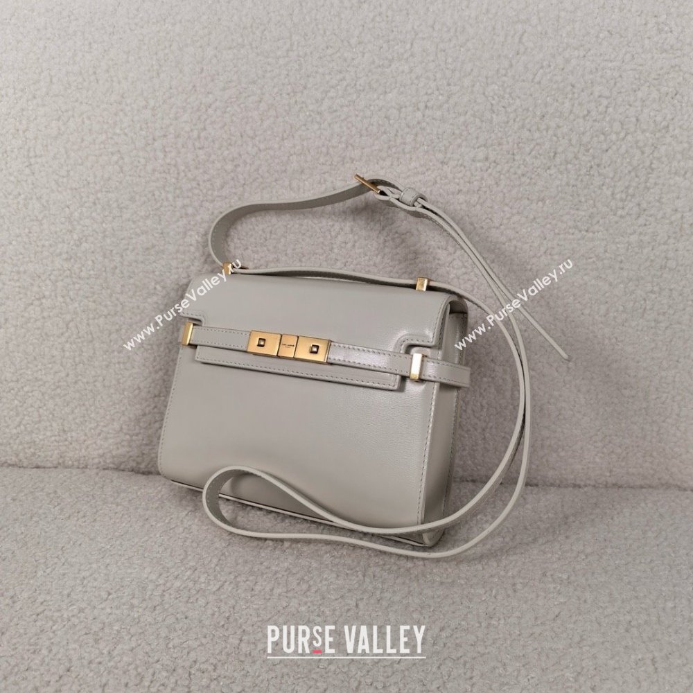 saint laurent manhattan mini crossbody bag in box leather white(original quality) (bige-240408-16)