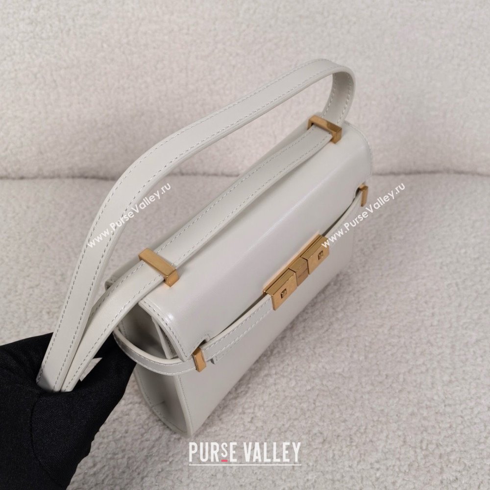 saint laurent manhattan mini crossbody bag in box leather white(original quality) (bige-240408-16)