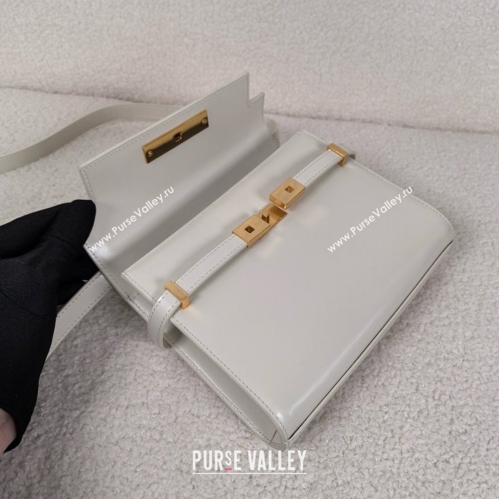 saint laurent manhattan mini crossbody bag in box leather white(original quality) (bige-240408-16)