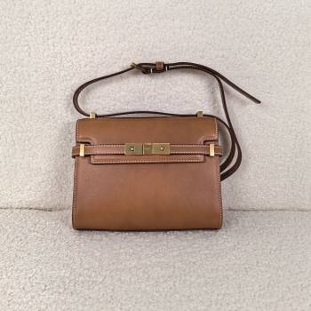 saint laurent manhattan mini crossbody bag in box leather brown(original quality) (bige-240408-17)