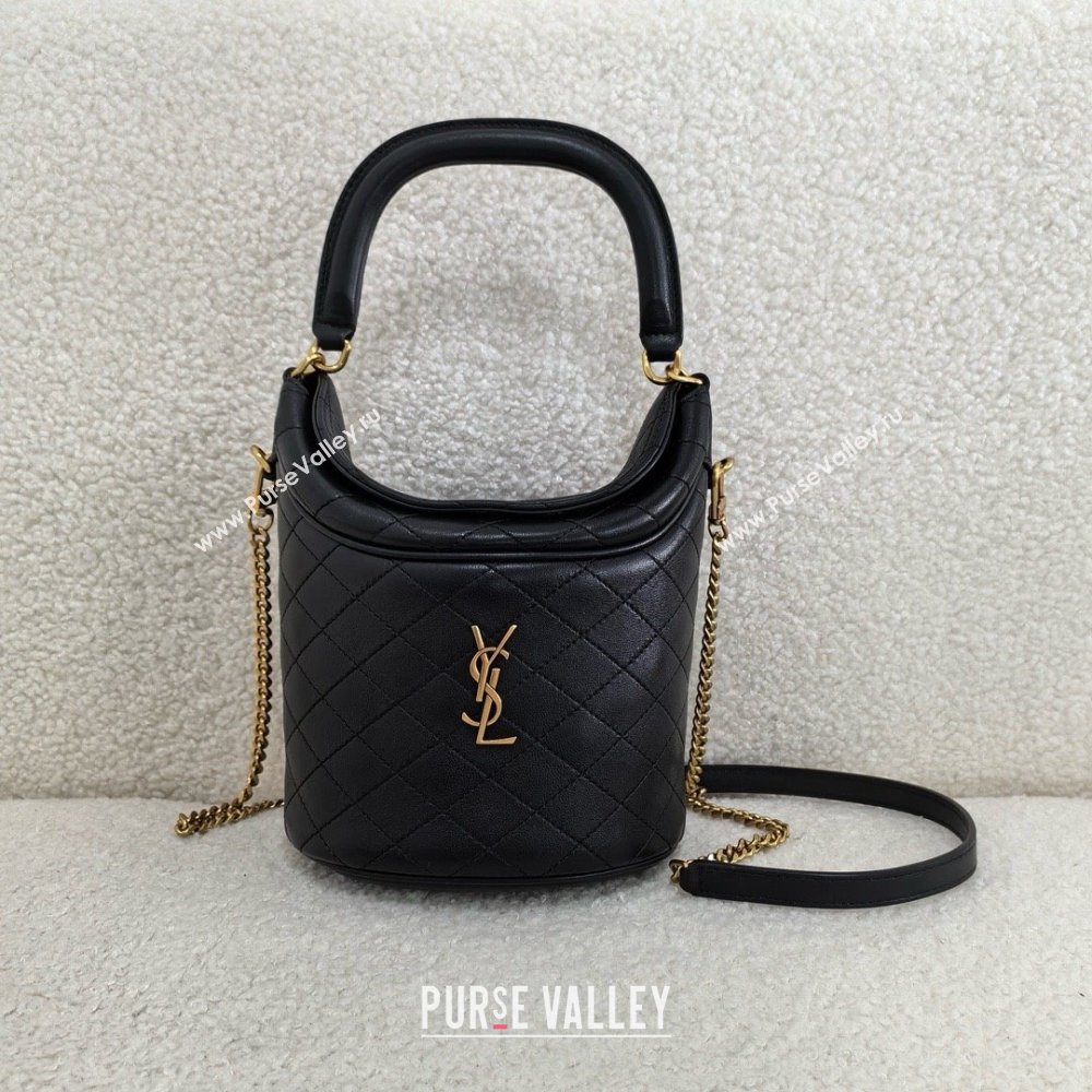 saint laurent gaby bucket bag in lambskin black(original quality) (bige-240408-20)