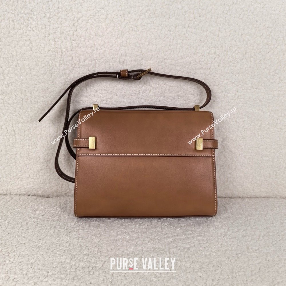 saint laurent manhattan mini crossbody bag in box leather brown(original quality) (bige-240408-17)