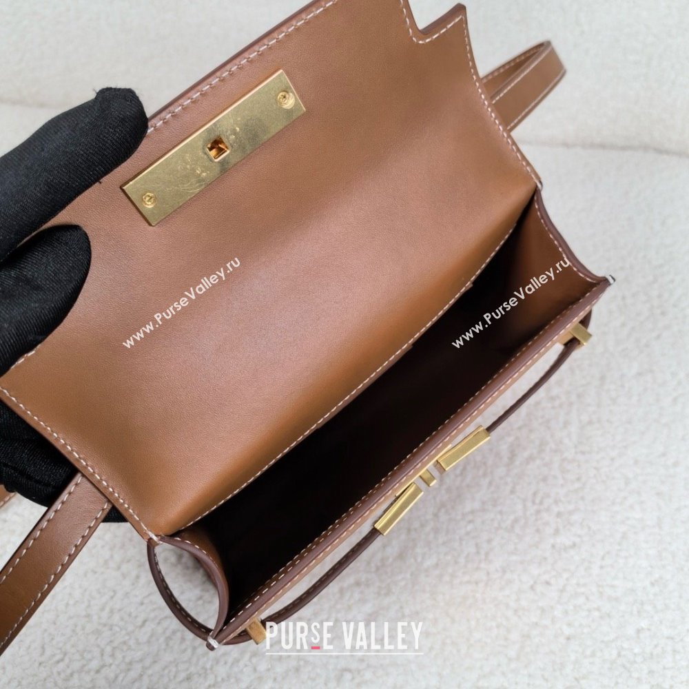 saint laurent manhattan mini crossbody bag in box leather brown(original quality) (bige-240408-17)