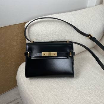 saint laurent manhattan mini crossbody bag in box leather black(original quality) (bige-240408-18)