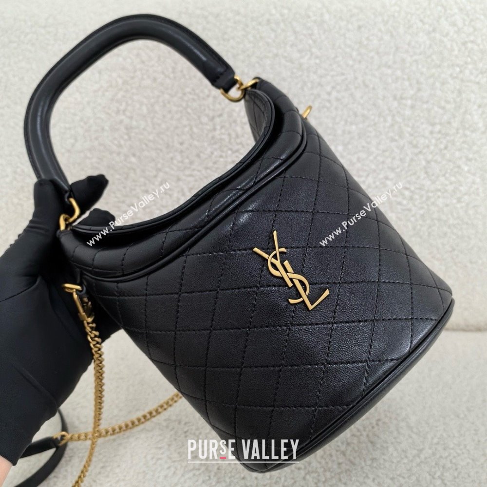 saint laurent gaby bucket bag in lambskin black(original quality) (bige-240408-20)