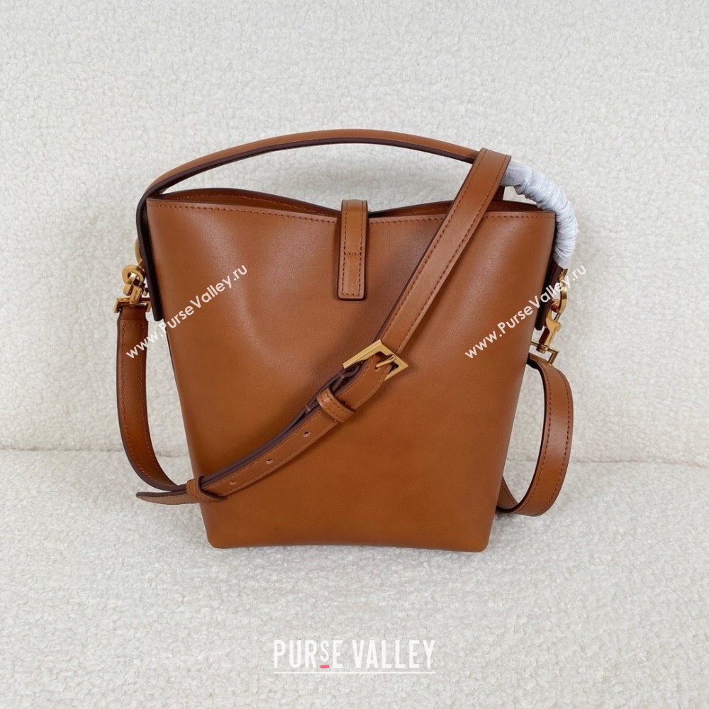 Saint Laurent le 37 small Bag in shiny leather 749036 Brown(original quality) (bige-240408-12)