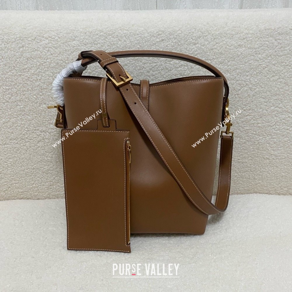 Saint Laurent le 37 large Bag in shiny leather brown(original quality) (bige-240408-14)