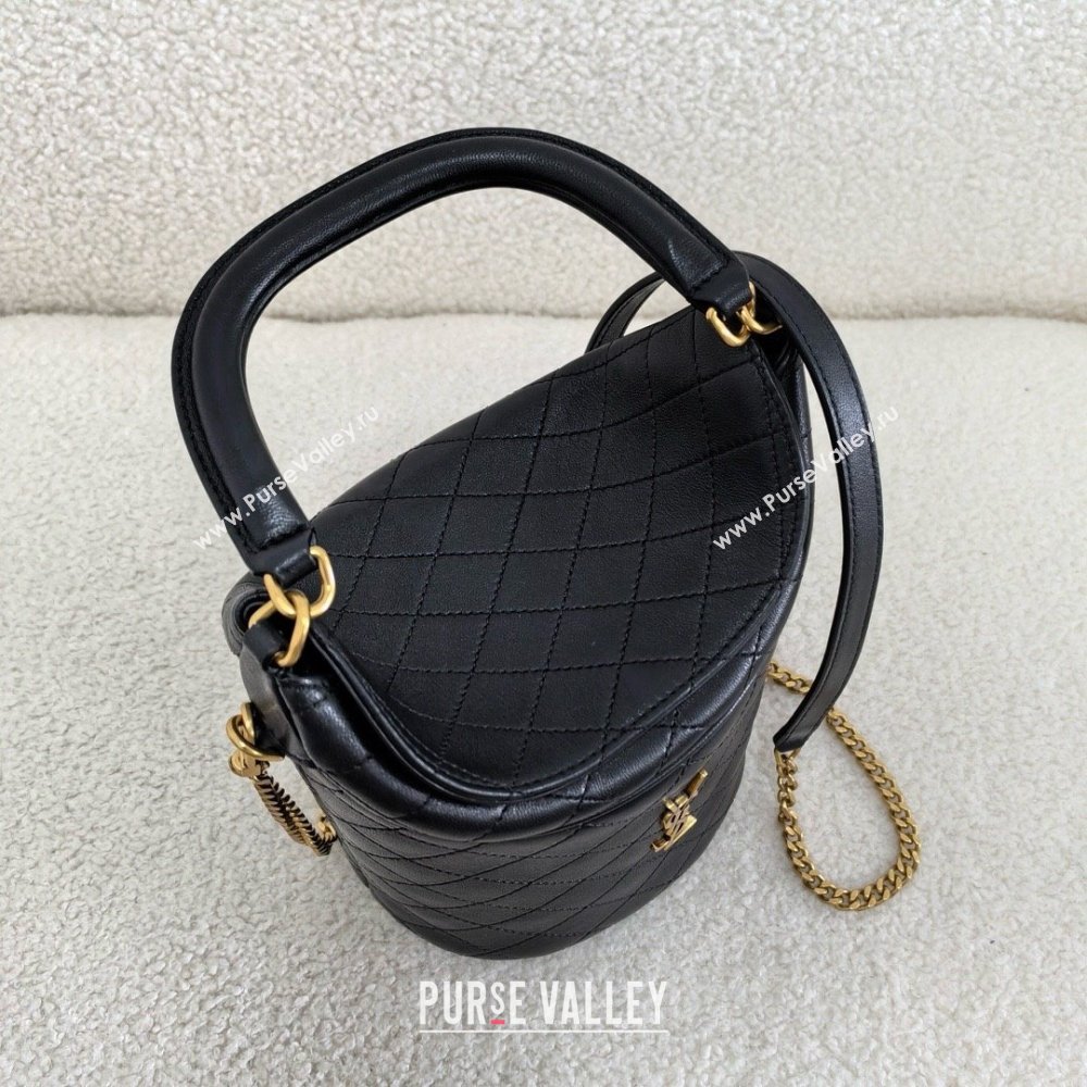 saint laurent gaby bucket bag in lambskin black(original quality) (bige-240408-20)