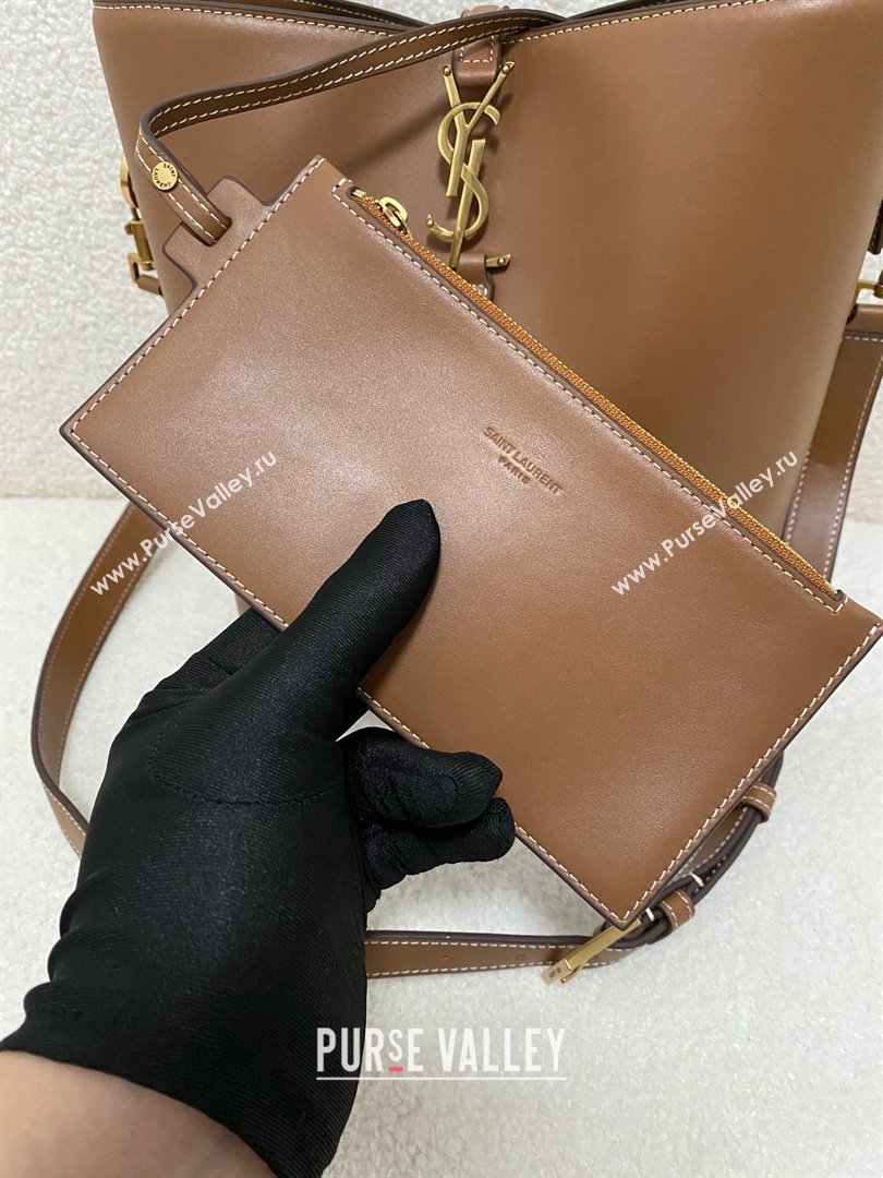 Saint Laurent le 37 large Bag in shiny leather brown(original quality) (bige-240408-14)