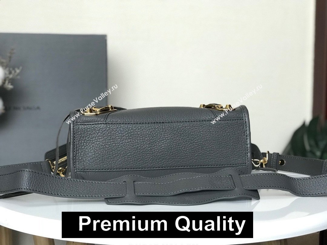 BALENCIAGA SHEEPSKIN CLASSIC METALLIC GOLD EDGE MINI CITY BAG IRON GRAY (3A025-7031)
