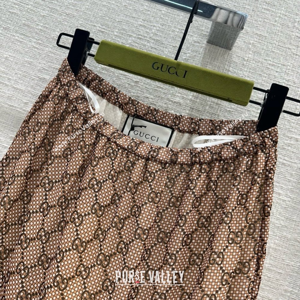 gucci GG damier print silk skirt 2024 (qiqi-240409-03)