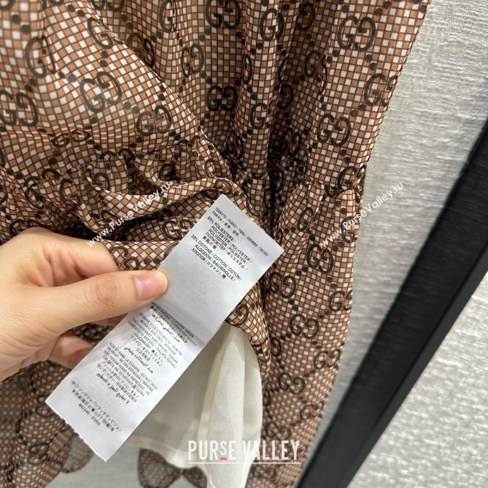 gucci GG damier print silk skirt 2024 (qiqi-240409-03)