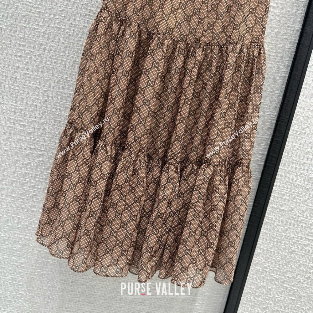 gucci GG damier print silk skirt 2024 (qiqi-240409-03)