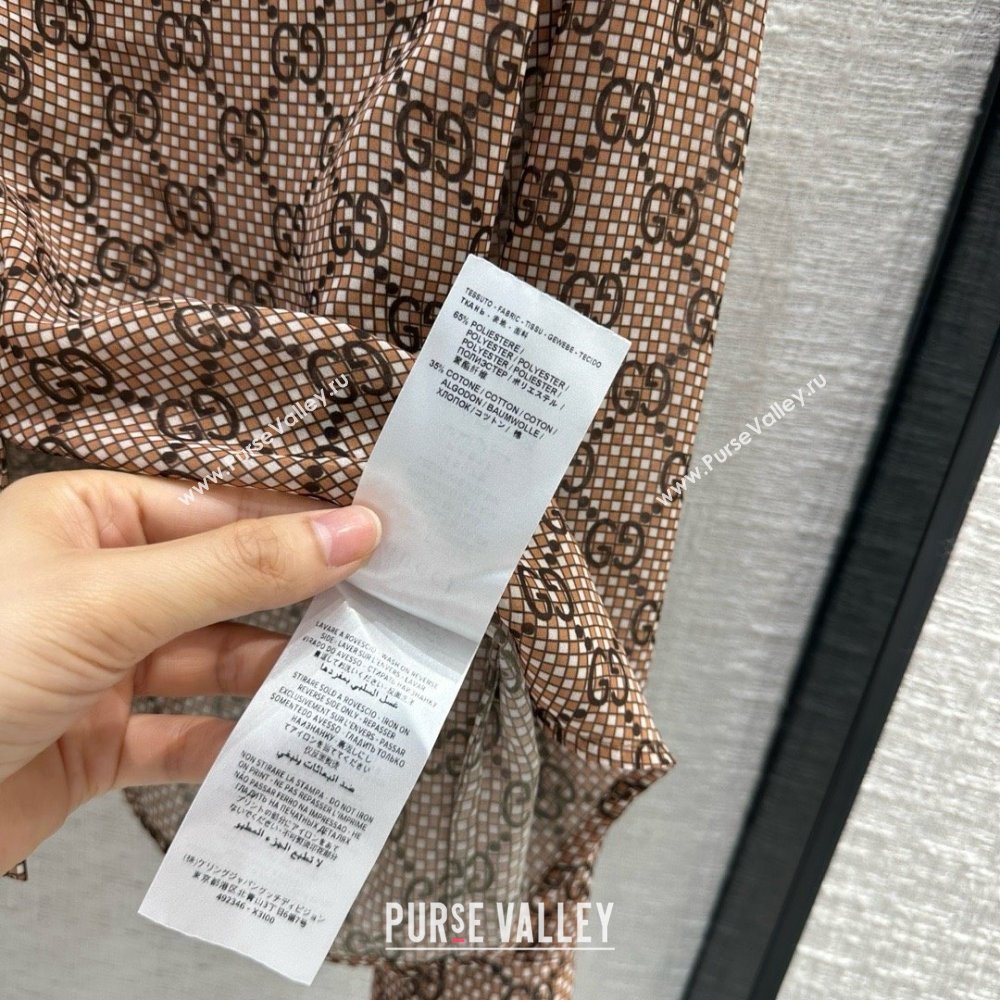 gucci GG damier print silk shirt 2024 (qiqi-240409-02)