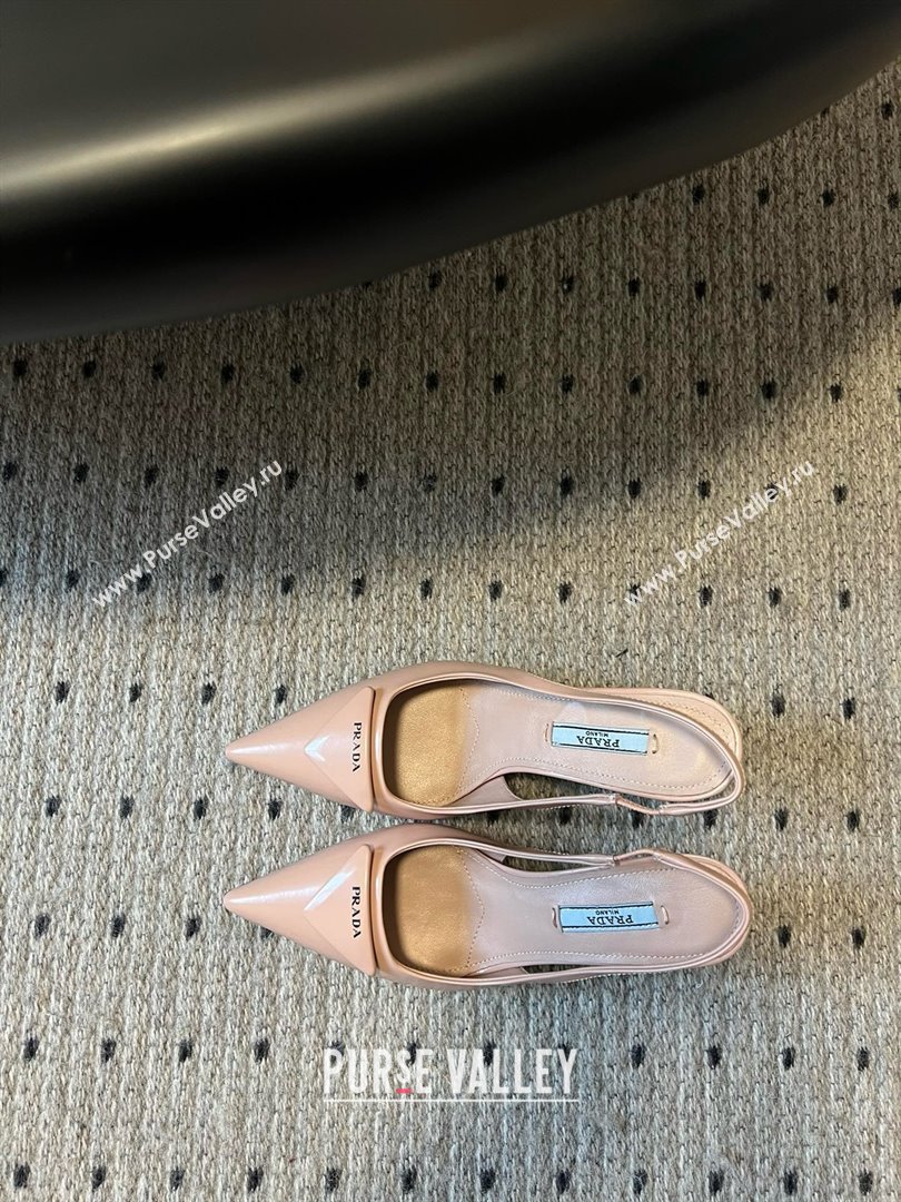 Prada Heel 7.5cm brushed leather Slingback Pumps nude pink 2024 (kaola-240305-02)