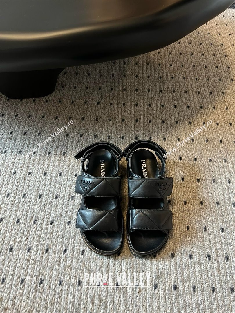 Prada Padded nappa leather sandals black 2024 (danni-240305-01)