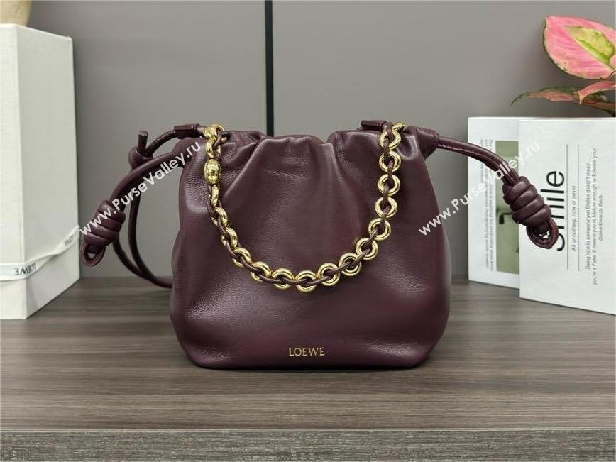 loewe Mini flamenco purse bag in mellow nappa lambskin dark burgundy 2024 (yongsheng-240411-04)