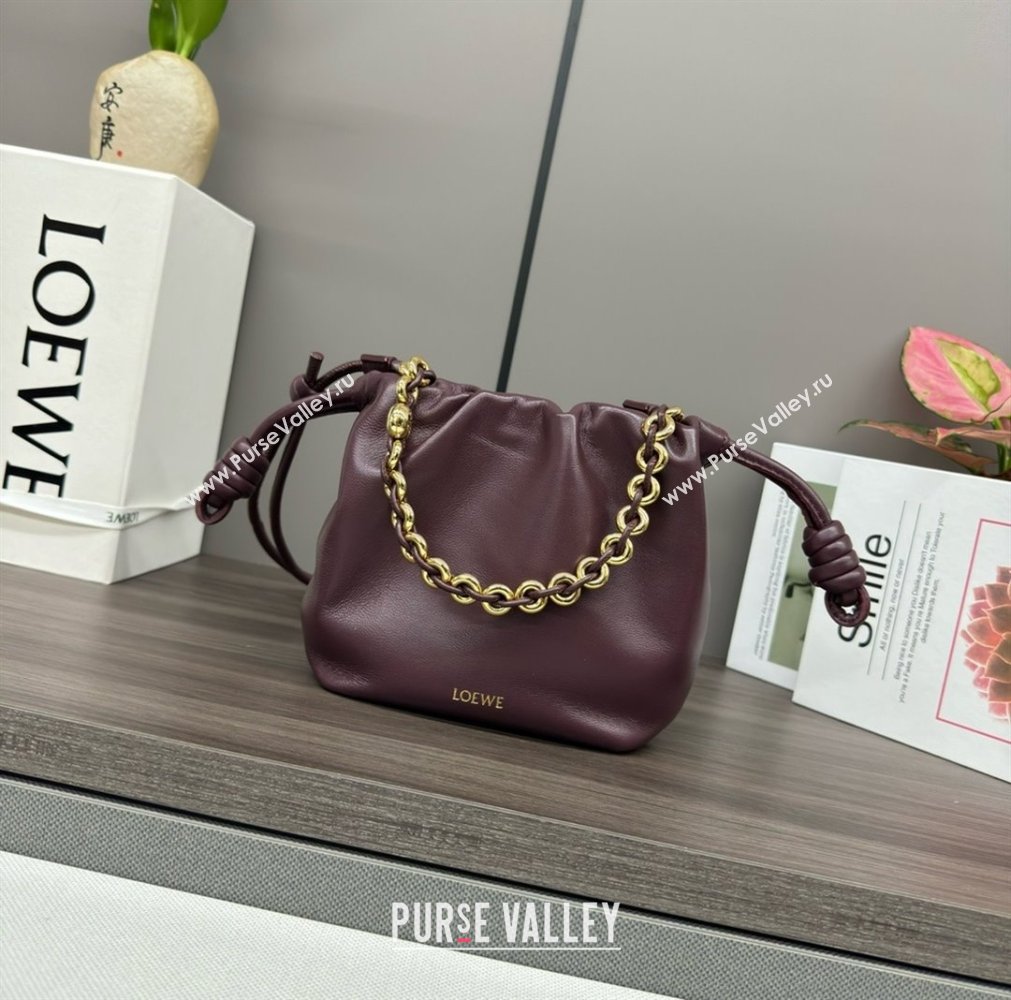 loewe Mini flamenco purse bag in mellow nappa lambskin dark burgundy 2024 (yongsheng-240411-04)